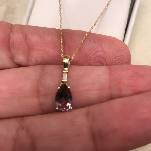 10k Mystic Fire Topaz pendant - Picture 4 of 5
